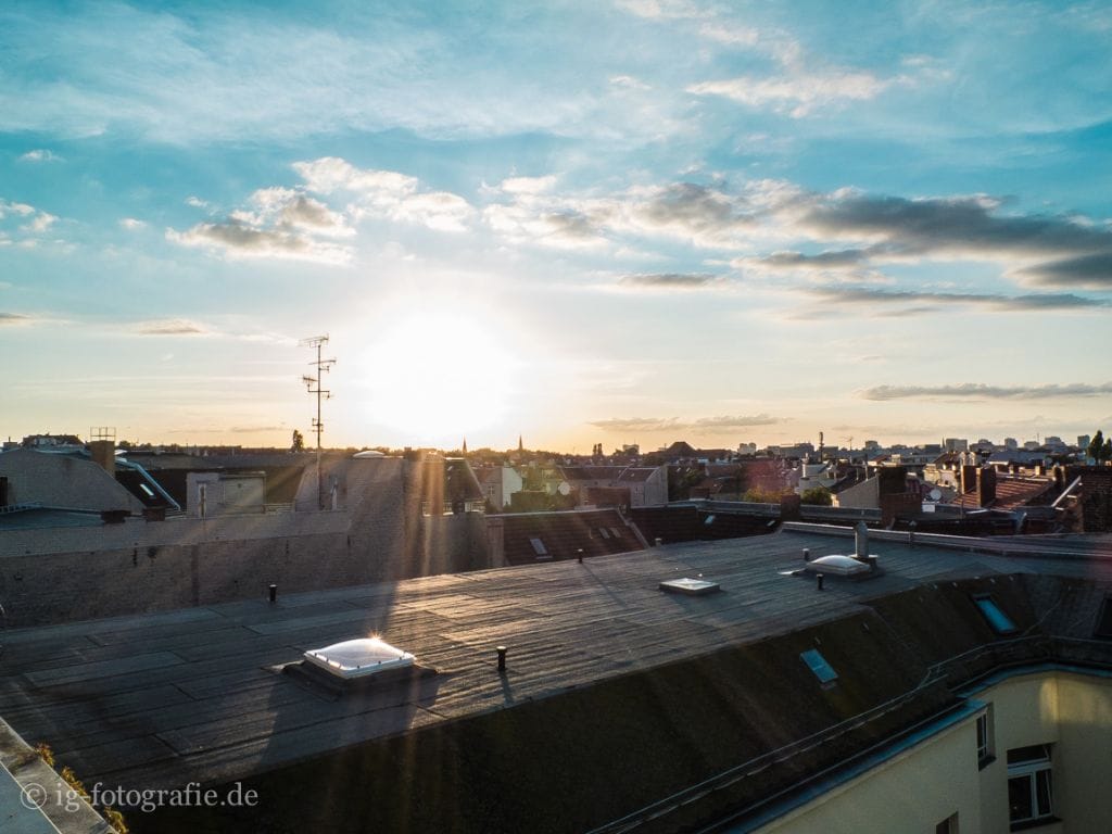 Sonnenuntergang Berlin fotografieren von den Dächern Neuköllns
