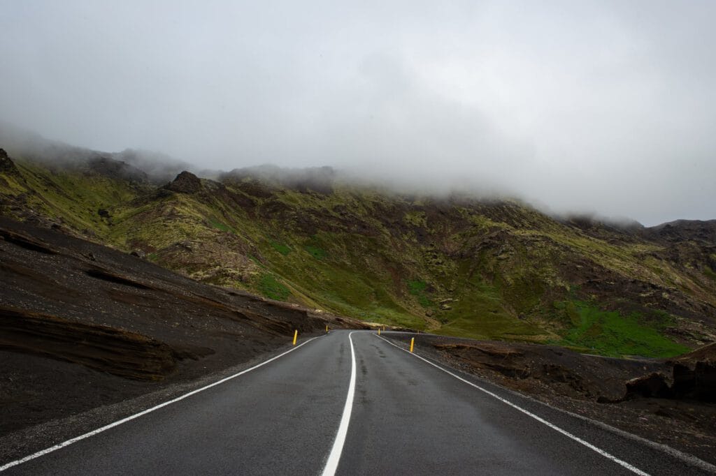 empty road along the mountain