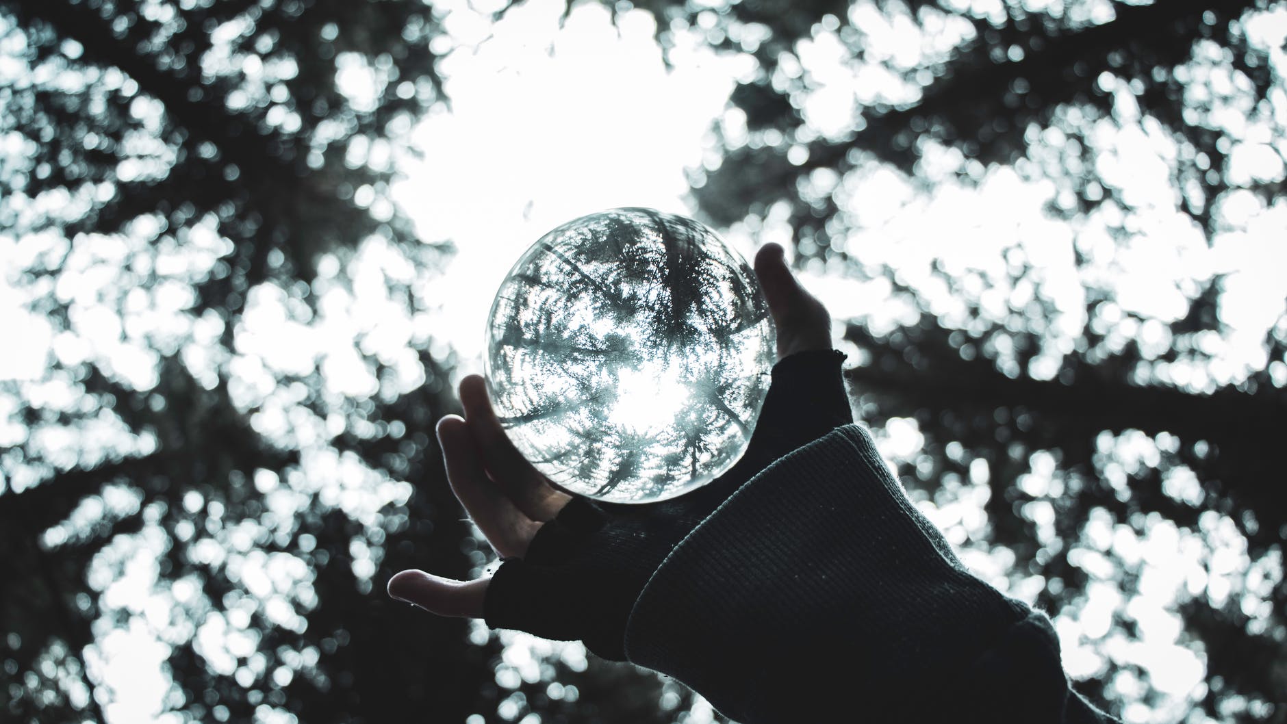Glaskugel Fotografie: close up photo of person holding lensball