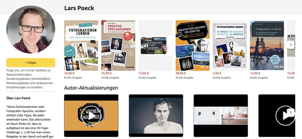 Die Autorenwebseite bei Amazon - da ist ein Foto elementar wichtig!